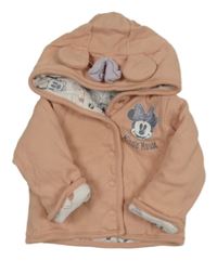 Broskvový bavlněný zateplený kabátek s Minnií a kapucí Primark