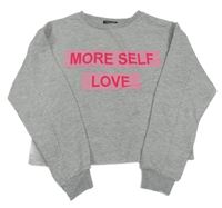 Šedá melírovaná crop mikina s nápisem Primark