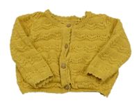 Žlutý propínací svetr s dirkovaným vzorem Tu