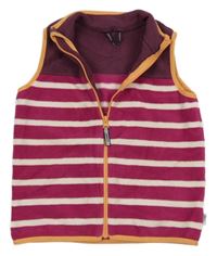 Tmavorůžovo-bílá pruhovaná plyšová vesta Jako-o