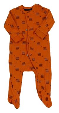 Oranžový žebrovaný overal se vzorem Kuniboo