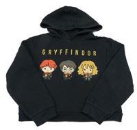 Černá crop oversize mikina Harry Potters kapucí 