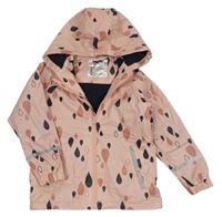Světlerůžová nepromokavá jarní bunda s kapičkami a kapucí Lupilu
