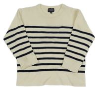 Smetanovo-tmavomodrý pruhovaný svetr T-Traxx