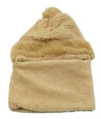 Béžová huňatá kukla s kožíškem