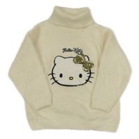 Smetanový chlupatý svetr s Kitty a rolákem C&A