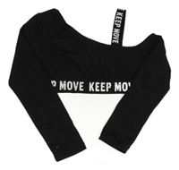 Černé crop asymetrické triko s nápisy Iefiel