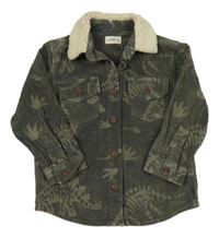 Šedá manšestrová košilová bunda s dinosaury F&F