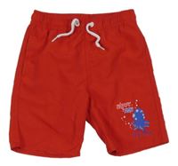 Červené plážové kraťasy s chobotnicí
