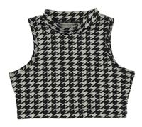 Černo-bílý vzorovaný crop top Shein