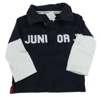 Tmavomodro-bílé polo triko s nápisem Jasper Conran