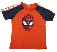 Červeno-tmavomodré tričko se Spider-manem z flitrů Pep&Co.