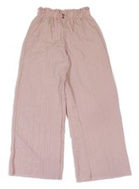 Světlerůžové pruhované culottes kalhoty Shein
