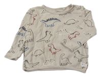 Béžové vzorované triko s dinosaury Topomini