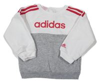 Šedo-bílá mikina s logem Adidas