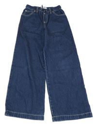 Tmavomodré lehké wide leg rifle Zara