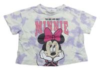 Bílo-fialové batikované crop tričko s Minnie zn. H&M