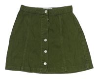 Khaki riflová propínací sukně New Look