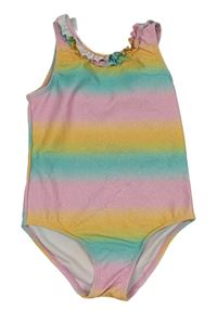 Barevné pruhované třpytivé jednodílné plavky s kanýrkem zn. PRIMARK