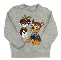 Šedá melírovaná mikina s PAW PATROL s překlápěcími flitry zn. C&A