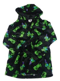 Černý plyšový župan s Minecraft a kapucí Matalan