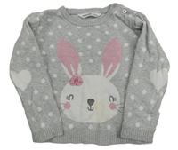 Šedý melírovaný puntíkatý lehký svetr se zajíčkem REDTAG