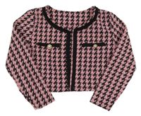 Růžovo-tmavohnědé vzorované bolérko 