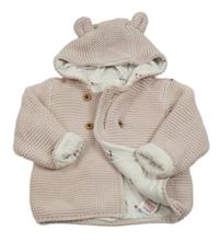 Světlepudrový propínací podšitý svetr s kapucí s oušky M&S