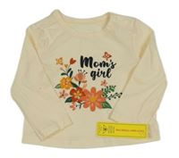 Nové - vanilkové triko s kytičkami a nápisy SHEIN