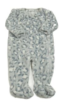 Světlešedo-bílo-šedá vzorovaná plyšová kombinéza Next