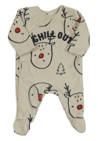 Světlebéžový fleecový overal se soby a tučňáčky George