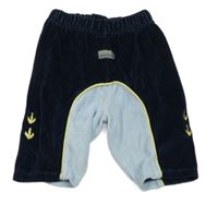 Tmavomodro-světlemodré sametové tepláky se šipkami 