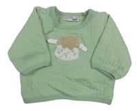 Světlezelená žebrovaná vyteplená mikina s ovečkou Ergee