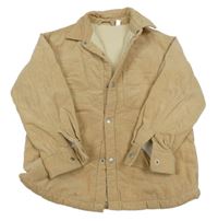 Světlehnědá manšestrová zateplená košilová bunda Uniqlo