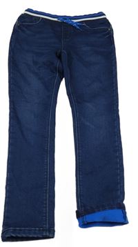 Tmavomodré teplákové rifle s úpletovým pasem s pruhy C&A