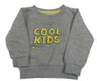 Šedá melírovaná oversize mikina s nápisy a hvězdičkami impidimpi