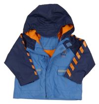 Modro-tmavomodrá nepromokavá jarní bunda s bagrem a kapucí X-MAIL