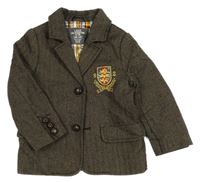 Hnědo-černé vzorované sako s erbem H&M