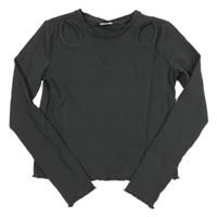 Tmavošedé žebrované crop triko s průstřihy Page one young