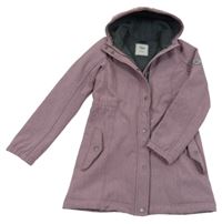 Nové - starorůžovo-šedá melírovaná softshellová parka s nášivkou a kapucí YIGGA