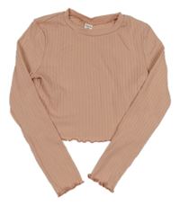 Pudrové žebrované triko SHEIN