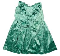 Zelené sametové šaty s volánky H&M