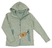 Nové - olivovo-bílá melírovaná pletená propínací mikina s kapucí TRESPASS