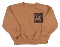 Skořicová oversize mikina s krokodýlky a nápisy George