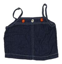 Tmavomodrý riflový top s květy 