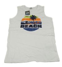 Nové - bílé tílko s nápisy a palmou Y.F.K.