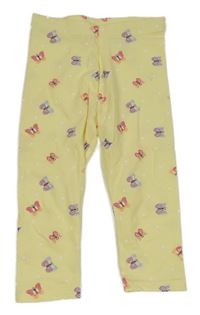 Žluté puntíkaté capri legíny s motýlky dopodopo