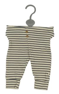 Nové - smetanovo-tmavošedé pruhované žebrované tepláky Next