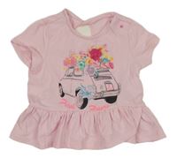 Světlerůžové tričko s autem Original Marines