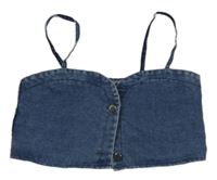 Modrý riflový propínací crop top SHEIN
